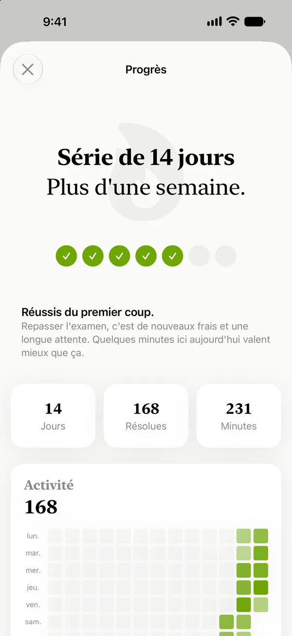 Examen civique: Suivez votre progression. Sachez quand vous êtes prêt.